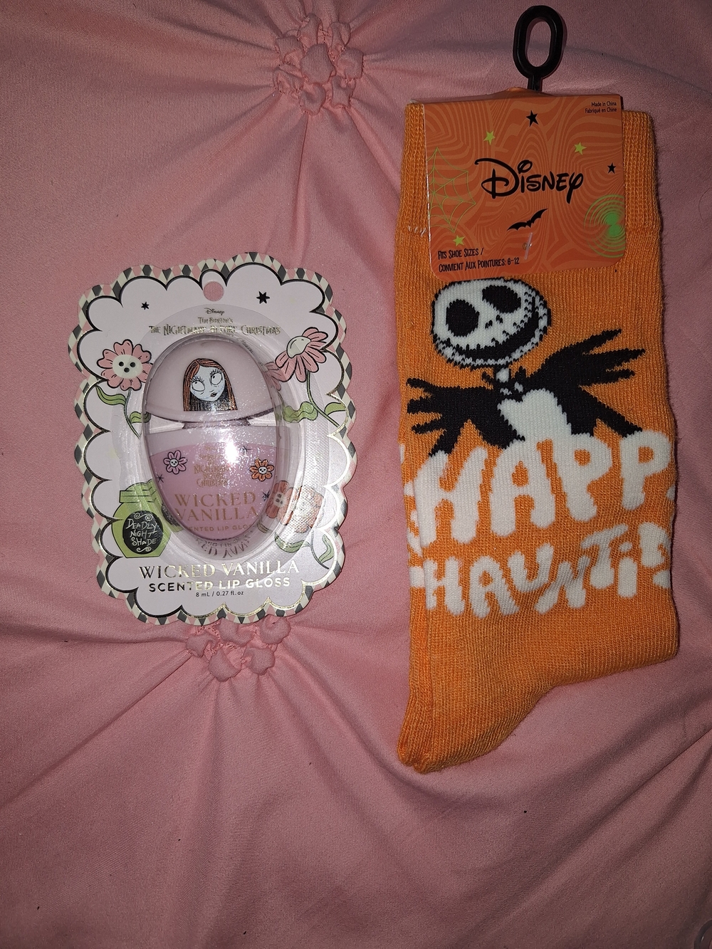 Disney Orange Jack Skellington 'Happy Haunts' Adults Crew Socks With Lipgloss